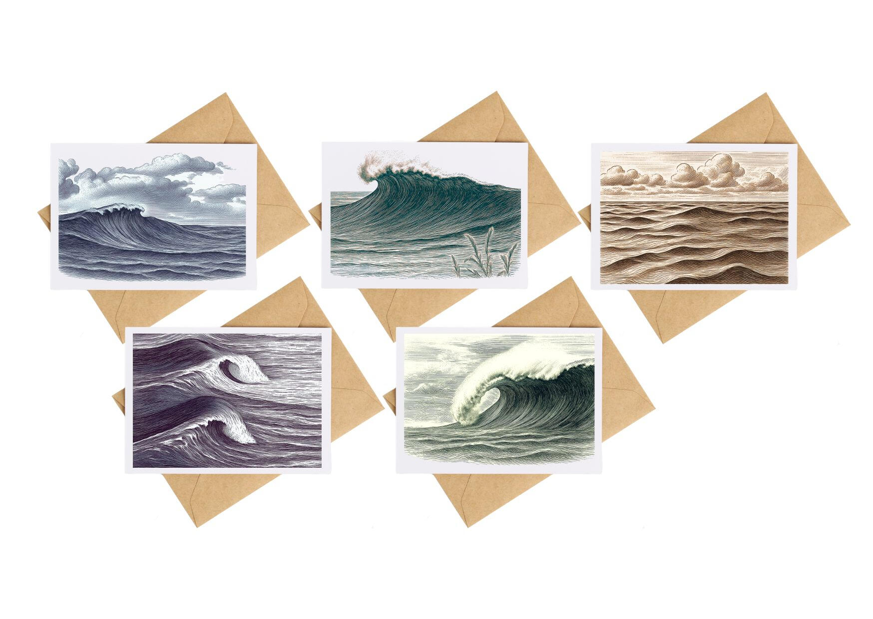 Pack Of Five Wave Cards